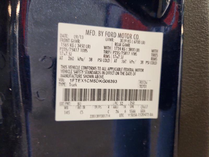 2013 Ford F150 მანქანა იყიდება აუქციონზე, vin: 1FTEX1CM5DKG06393, აუქციონის ნომერი: 65364506