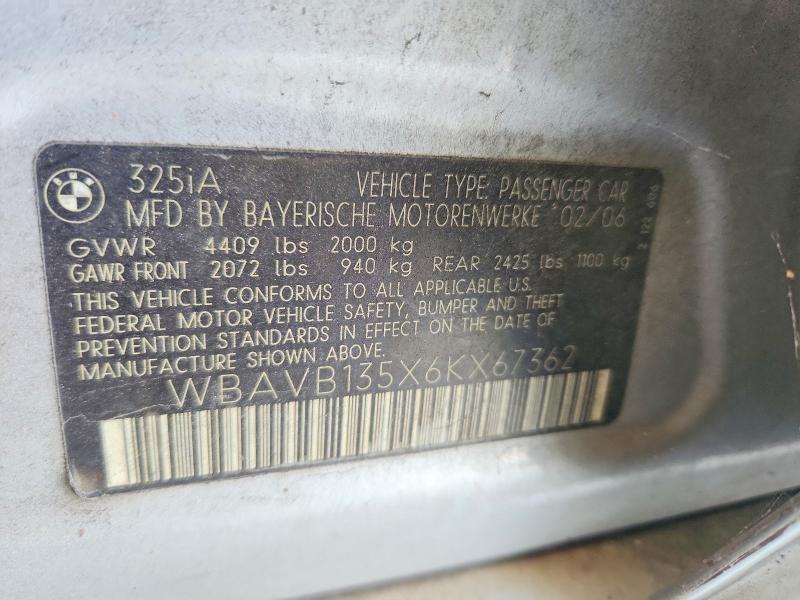 Aukcja sprzedaży 2006 Bmw 325, vin: WBAVB135X6KX67362, numer aukcji: 66040526