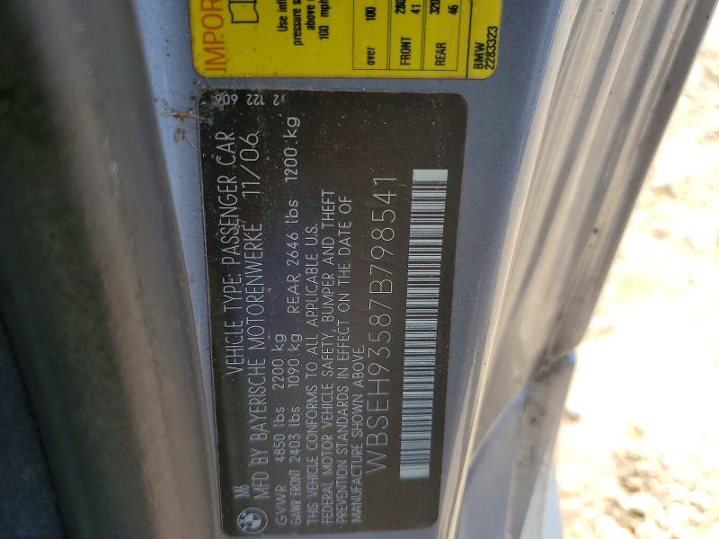 Aukcja sprzedaży 2007 Bmw M6, vin: WBSEH93587B798541, numer aukcji: 63568256