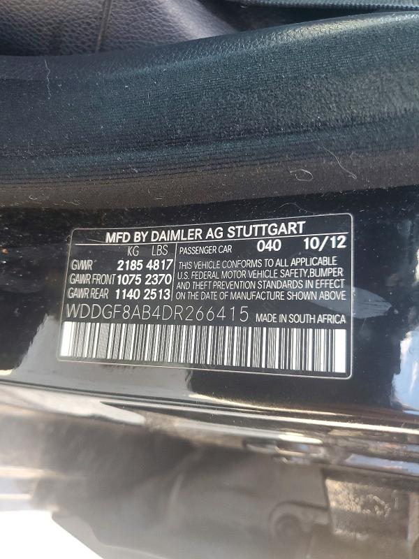 2013 Mercedes-benz C მანქანა იყიდება აუქციონზე, vin: WDDGF8AB4DR266415, აუქციონის ნომერი: 63988876