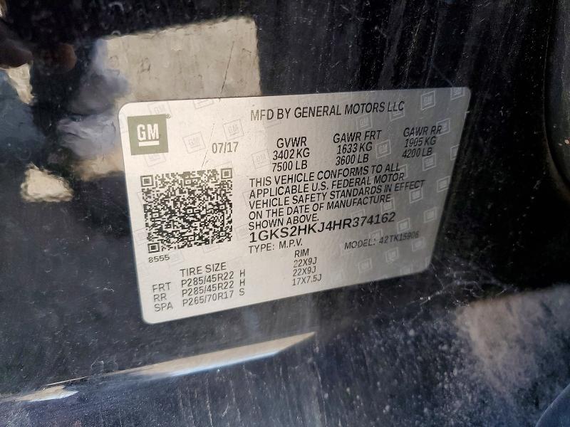 67300346 :رقم المزاد ، 1GKS2HKJ4HR374162 vin ، 2017 Gmc Yukon Xl مزاد بيع