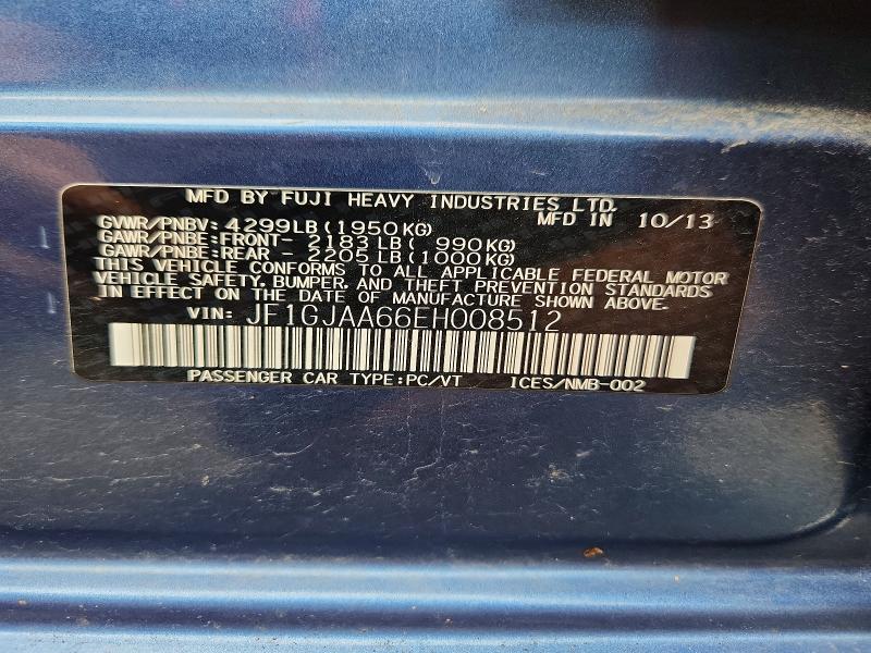 Продажа на аукционе авто 2014 Subaru Impreza, vin: JF1GJAA66EH008512, номер лота: 63918486