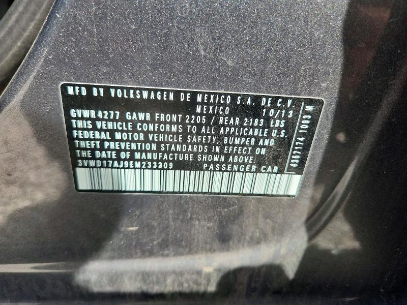 66187146 :رقم المزاد ، 3VWD17AJ9EM233309 vin ، 2014 Volkswagen Jetta مزاد بيع