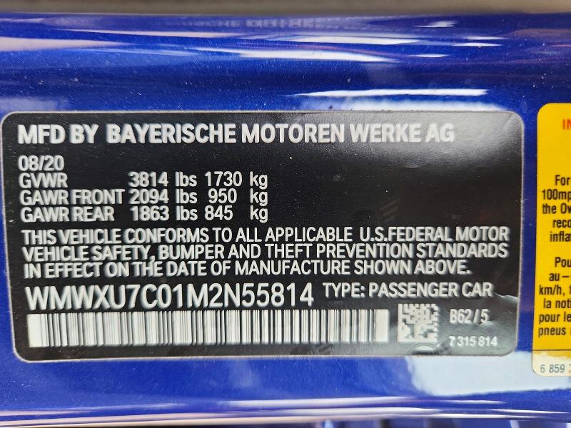 Aukcja sprzedaży 2021 Mini Cooper, vin: WMWXU7C01M2N55814, numer aukcji: 64487626