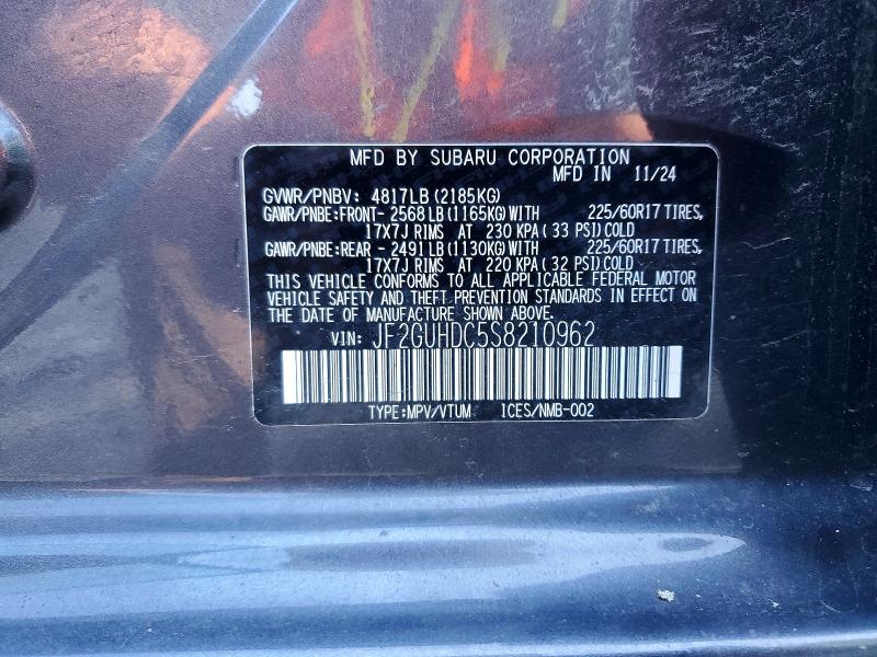 Aukcja sprzedaży 2025 Subaru Crosstrek, vin: JF2GUHDC5S8210962, numer aukcji: 63520486