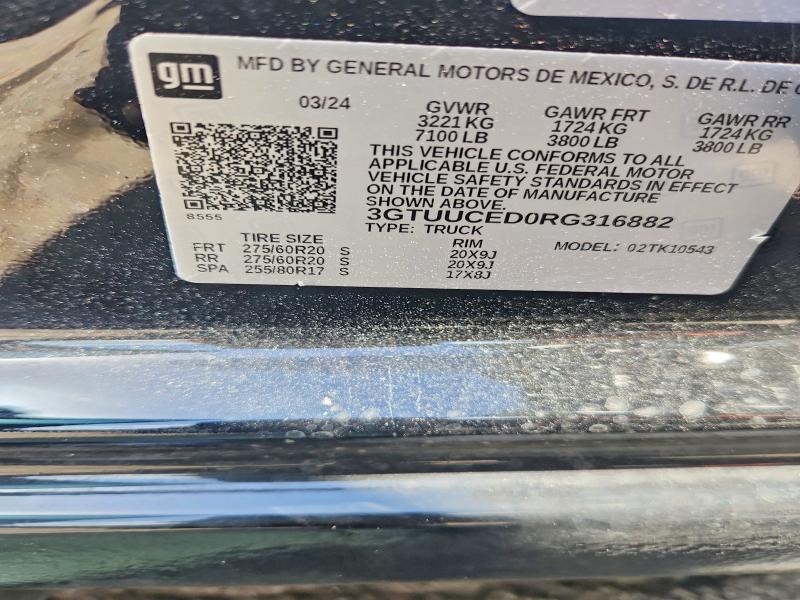 2024 Gmc Sierra მანქანა იყიდება აუქციონზე, vin: 3GTUUCED0RG316882, აუქციონის ნომერი: 65195536
