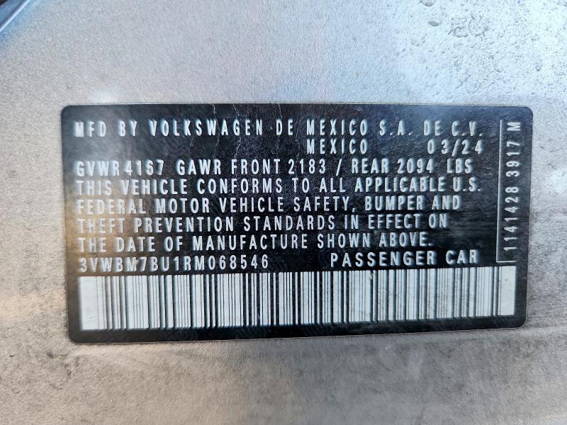 Продаж на аукціоні авто 2024 Volkswagen Jetta, vin: 3VWBM7BU1RM068546, номер лоту: 65289816