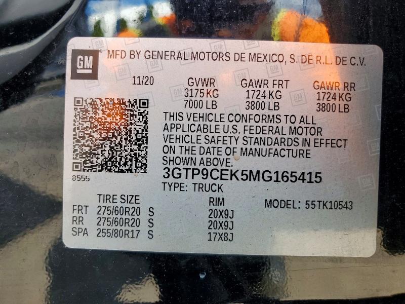 Продажа на аукционе авто 2021 Gmc Sierra, vin: 3GTP9CEK5MG165415, номер лота: 66438256