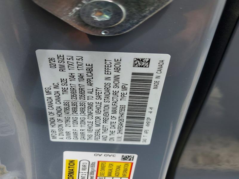 63188816 :رقم المزاد ، 2HKRS4H26TH475593 vin ، 2026 Honda Cr-v مزاد بيع