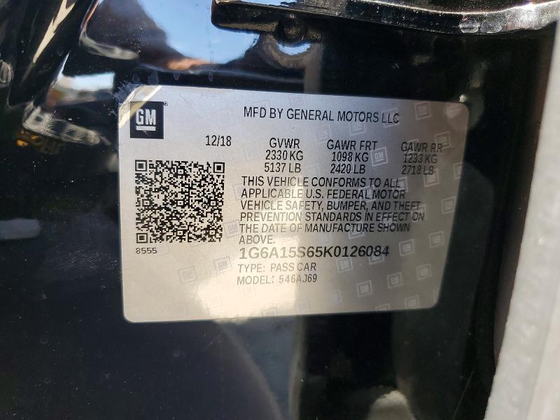 2019 Cadillac Cts-v მანქანა იყიდება აუქციონზე, vin: 1G6A15S65K0126084, აუქციონის ნომერი: 66265856