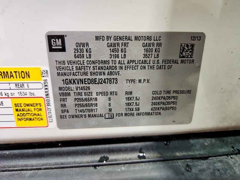 2014 Gmc Acadia მანქანა იყიდება აუქციონზე, vin: 1GKKVNED8EJ247873, აუქციონის ნომერი: 64484346