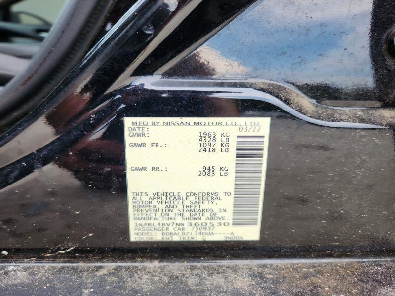 Aukcja sprzedaży 2022 Nissan Altima, vin: 1N4BL4BV7NN360530, numer aukcji: 64131306