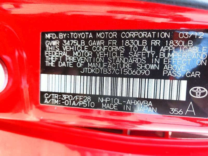 Aukcja sprzedaży 2012 Toyota Prius C, vin: JTDKDTB37C1506090, numer aukcji: 64641356