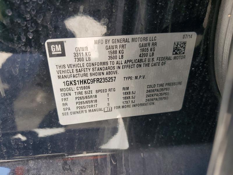 Aukcja sprzedaży 2015 Gmc Yukon Xl, vin: 1GKS1HKC9FR235257, numer aukcji: 62918316