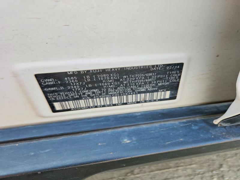 64307036 :رقم المزاد ، 4S4BRBLCXE3287431 vin ، 2014 Subaru Outback مزاد بيع