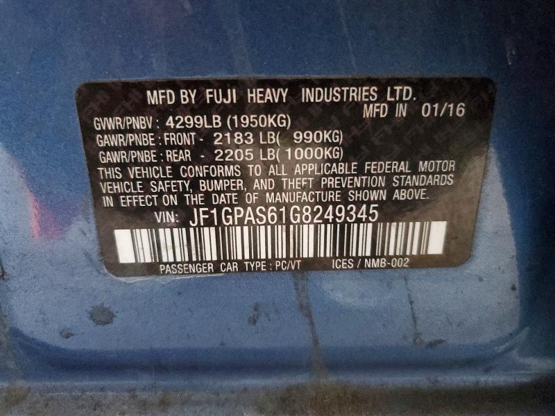 Продажа на аукционе авто 2016 Subaru Impreza, vin: JF1GPAS61G8249345, номер лота: 66109036