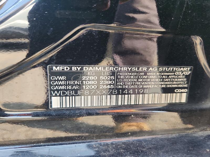 Aukcja sprzedaży 2007 Mercedes-benz E, vin: WDBUF87XX7B144198, numer aukcji: 64709896