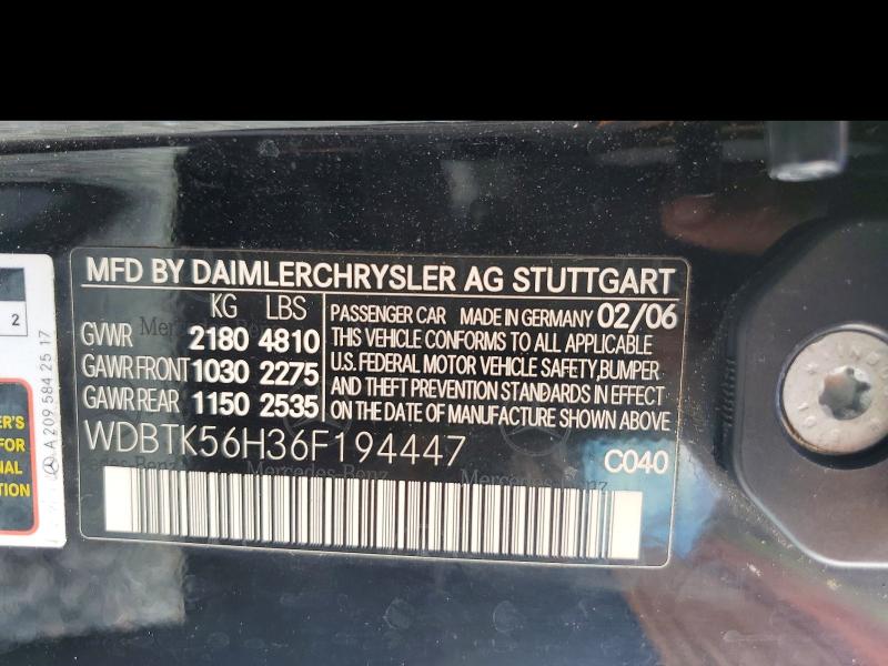 Продажа на аукционе авто 2006 Mercedes-benz Clk, vin: WDBTK56H36F194447, номер лота: 64016906