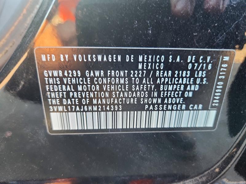 65558866 :رقم المزاد ، 3VWL17AJ6HM214393 vin ، 2017 Volkswagen Jetta مزاد بيع