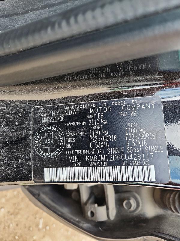 Продажа на аукционе авто 2006 Hyundai Tucson, vin: KM8JM12D66U428117, номер лота: 65708086