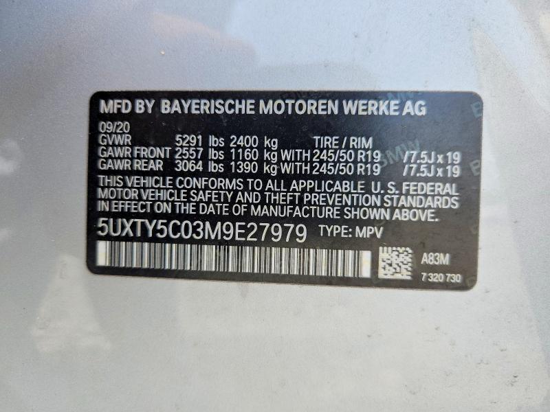 Aukcja sprzedaży 2021 Bmw X3, vin: 5UXTY5C03M9E27979, numer aukcji: 63881076