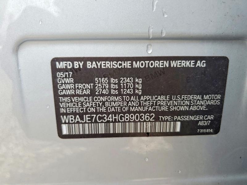 Aukcja sprzedaży 2017 Bmw 540, vin: WBAJE7C34HG890362, numer aukcji: 64940206