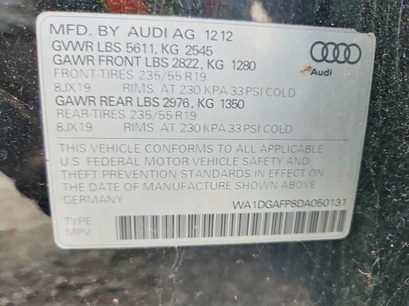 2013 Audi Q5 მანქანა იყიდება აუქციონზე, vin: WA1DGAFP8DA050131, აუქციონის ნომერი: 67086226