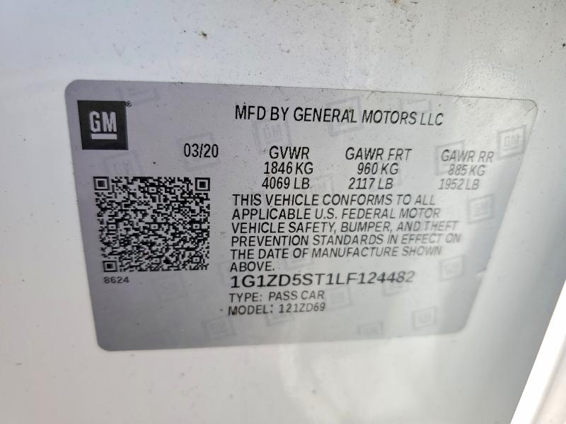 2020 Chevrolet Malibu მანქანა იყიდება აუქციონზე, vin: 1G1ZD5ST1LF124482, აუქციონის ნომერი: 65814006