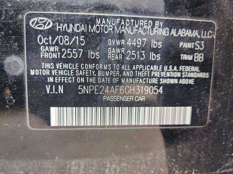 Продаж на аукціоні авто 2016 Hyundai Sonata, vin: 5NPE24AF6GH319054, номер лоту: 66651206