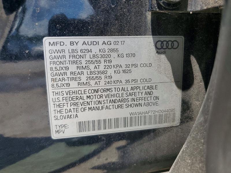 Aukcja sprzedaży 2017 Audi Q7, vin: WA1AHAF72HD044085, numer aukcji: 64440796