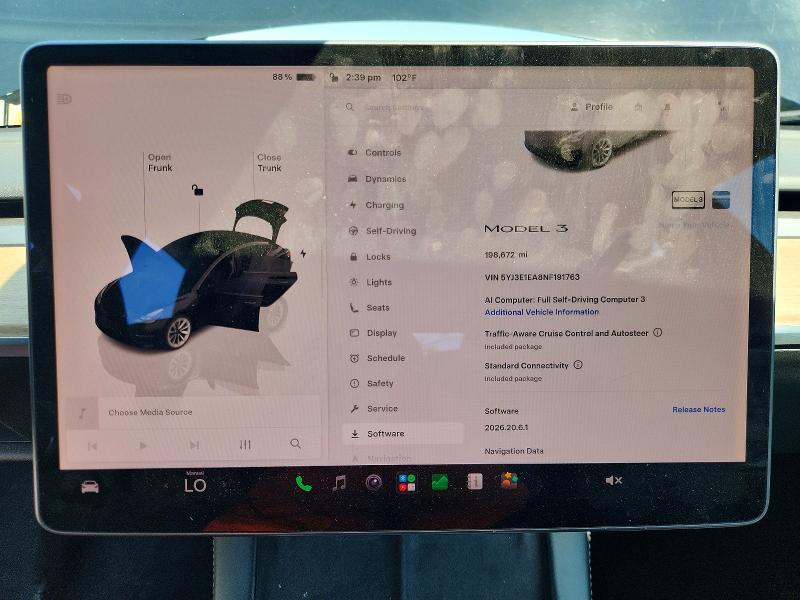 2022 Tesla Model 3 მანქანა იყიდება აუქციონზე, vin: 5YJ3E1EA8NF191763, აუქციონის ნომერი: 63795136