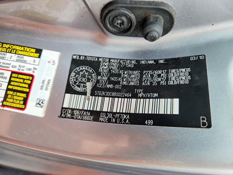 Продажа на аукционе авто 2011 Toyota Sienna, vin: 5TDZK3DC8BS022464, номер лота: 61636286