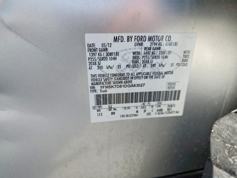 Auction sale of the 2013 Ford Explorer, vin: 1FM5K7D81DGA63027, lot number: 67314066