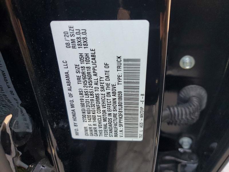 Aukcja sprzedaży 2020 Honda Ridgeline, vin: 5FPYK3F81LB018659, numer aukcji: 66560786
