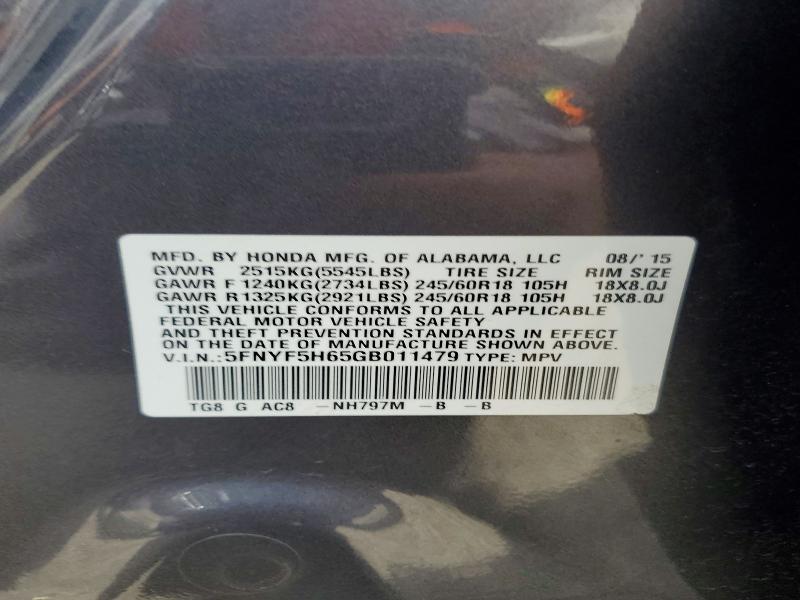 Aukcja sprzedaży 2016 Honda Pilot, vin: 5FNYF5H65GB011479, numer aukcji: 65264336