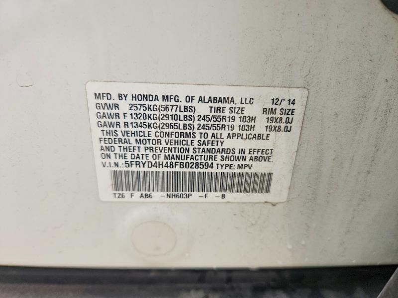 Auction sale of the 2015 Acura Mdx, vin: 5FRYD4H48FB028594, lot number: 64096386