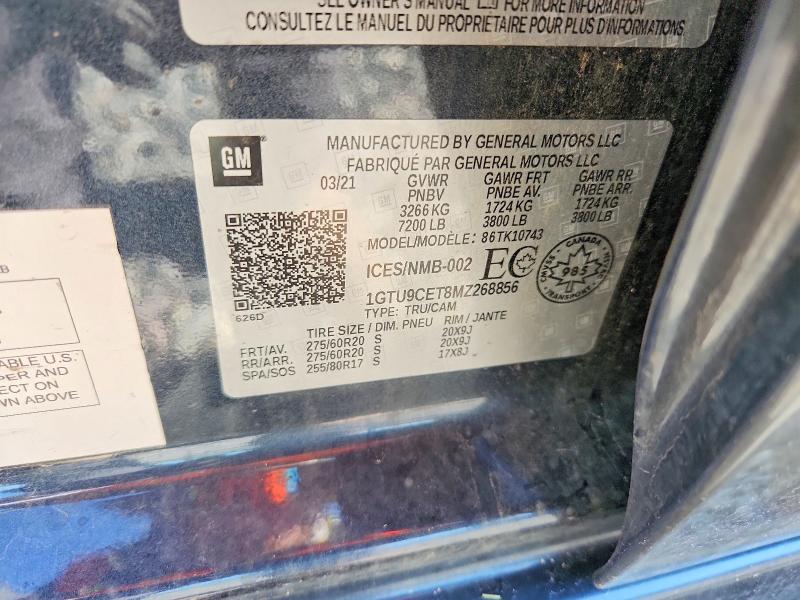 Aukcja sprzedaży 2021 Gmc Sierra, vin: 1GTU9CET8MZ268856, numer aukcji: 63204036