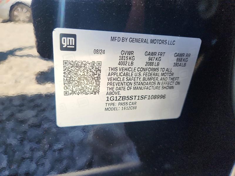 Aukcja sprzedaży 2025 Chevrolet Malibu, vin: 1G1ZB5ST1SF108996, numer aukcji: 66474016