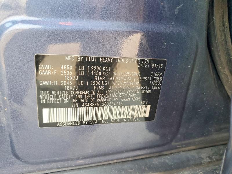 Aukcja sprzedaży 2016 Subaru Outback, vin: 4S4BSENC3G3284716, numer aukcji: 63448946