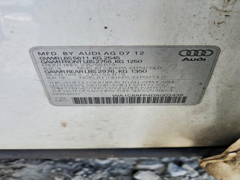 63333236 :رقم المزاد ، WA1C8AFP4DA002439 vin ، 2013 Audi Q5 مزاد بيع