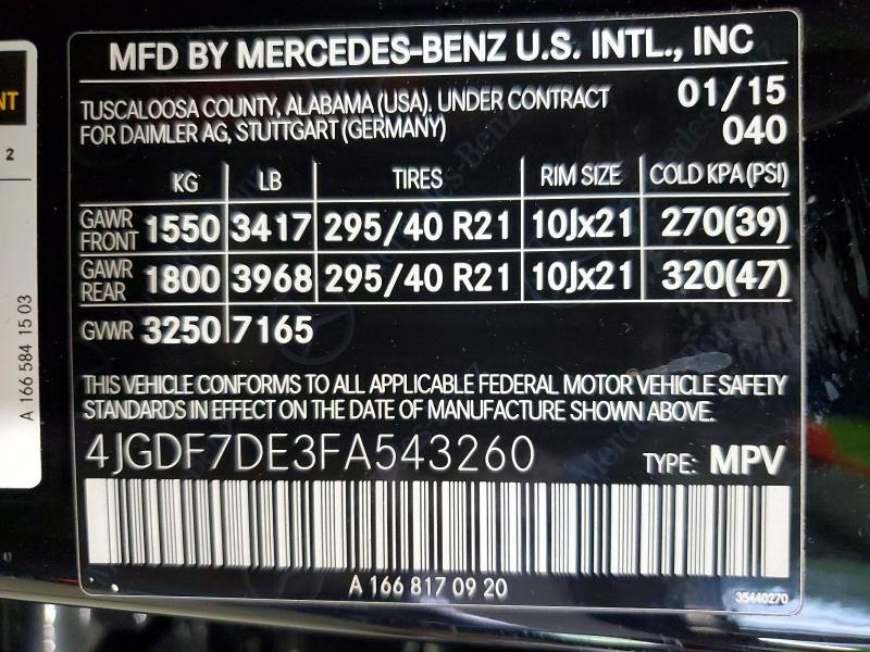 Продажа на аукционе авто 2015 Mercedes-benz Gl, vin: 4JGDF7DE3FA543260, номер лота: 64565366