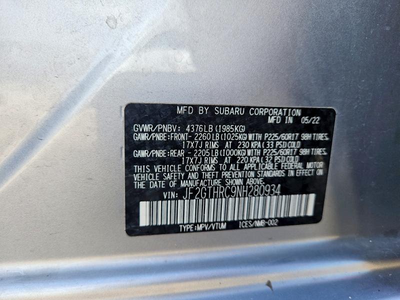 Aukcja sprzedaży 2022 Subaru Crosstrek, vin: JF2GTHRC9NH280934, numer aukcji: 65176556