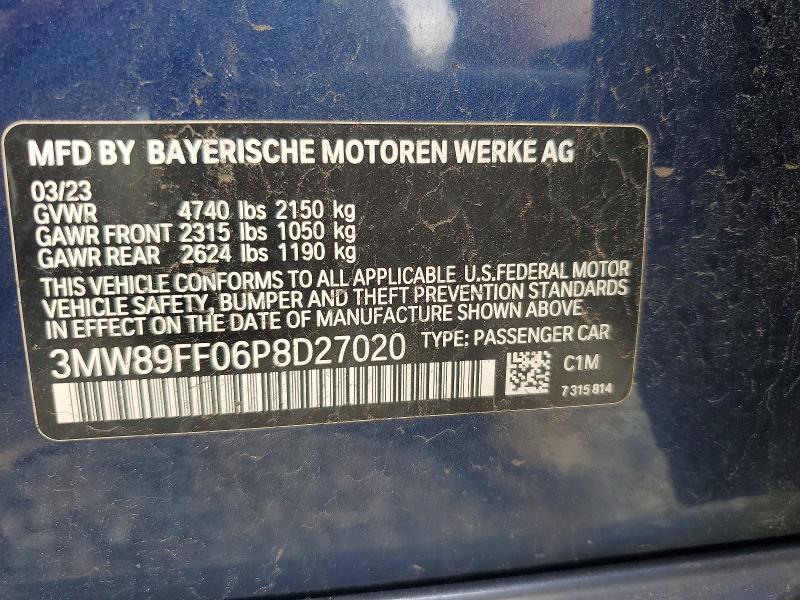 65658346 :رقم المزاد ، 3MW89FF06P8D27020 vin ، 2023 Bmw 330xi مزاد بيع