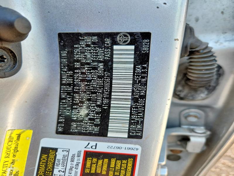 Auction sale of the 2017 Toyota Camry, vin: 4T1BF1FK5HU656717, lot number: 70799546