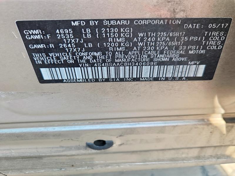 Aukcja sprzedaży 2017 Subaru Outback, vin: 4S4BSAAC8H3406096, numer aukcji: 64426066