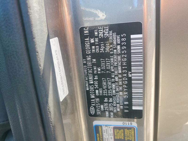 Продаж на аукціоні авто 2017 Kia Sorento, vin: 5XYPGDA31HG259385, номер лоту: 66518596
