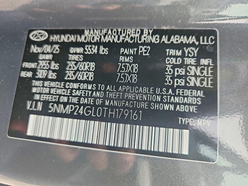 64923276 :رقم المزاد ، 5NMP24GL0TH179161 vin ، 2026 Hyundai Santa Fe مزاد بيع