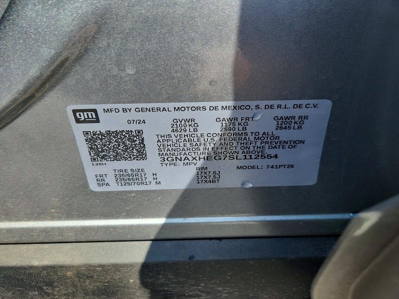 Aukcja sprzedaży 2025 Chevrolet Equinox, vin: 3GNAXHEG7SL112554, numer aukcji: 65626156