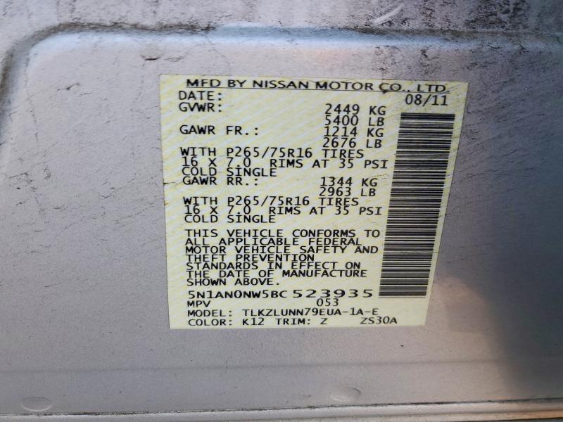 Aukcja sprzedaży 2011 Nissan Xterra, vin: 5N1AN0NW5BC523935, numer aukcji: 63523626