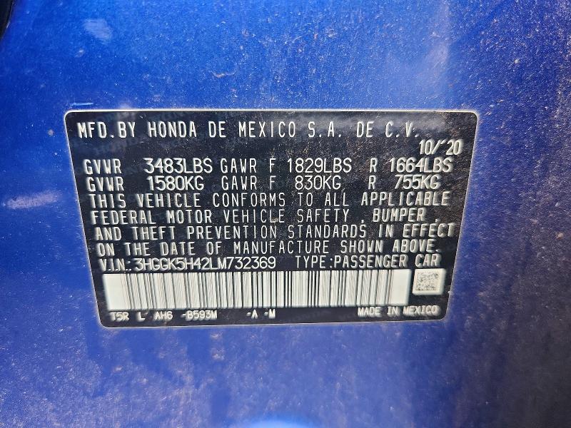 Продажа на аукционе авто 2020 Honda Fit, vin: 3HGGK5H42LM732369, номер лота: 63268256